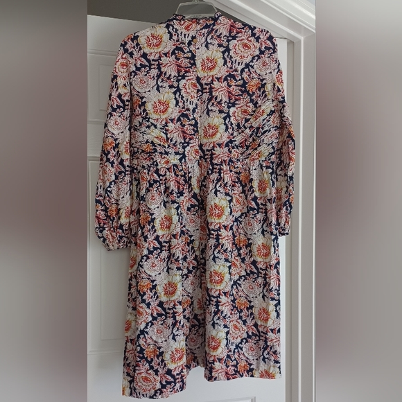 Antik Batik M/40 Navy Andre Dress 100% Cotton Long Sleeve Buttons Ruffles - Picture 15 of 16